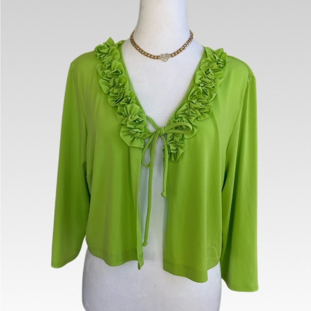 Danny & Nicole Lime Green Ruffle Blouse size 14 BRAND NEW